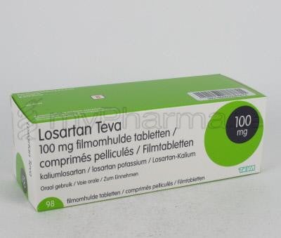 Losartan Teva 100 mg 98 filmdragerade tabletter