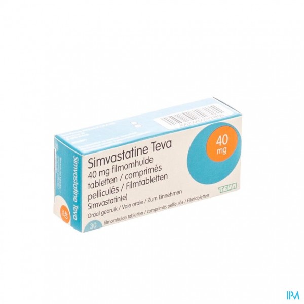 Simvastatine Teva 40mg 30 tabletter