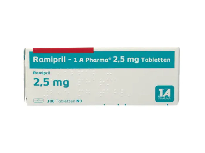 Packung Ramipril 2,5 mg mit 100 tabletten von 1A Pharma